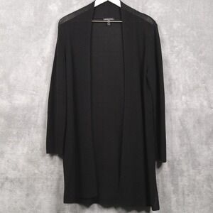 EILEEN FISHER Organic Cotton Silk Open Front Tunic Cardigan Longline Sweater M